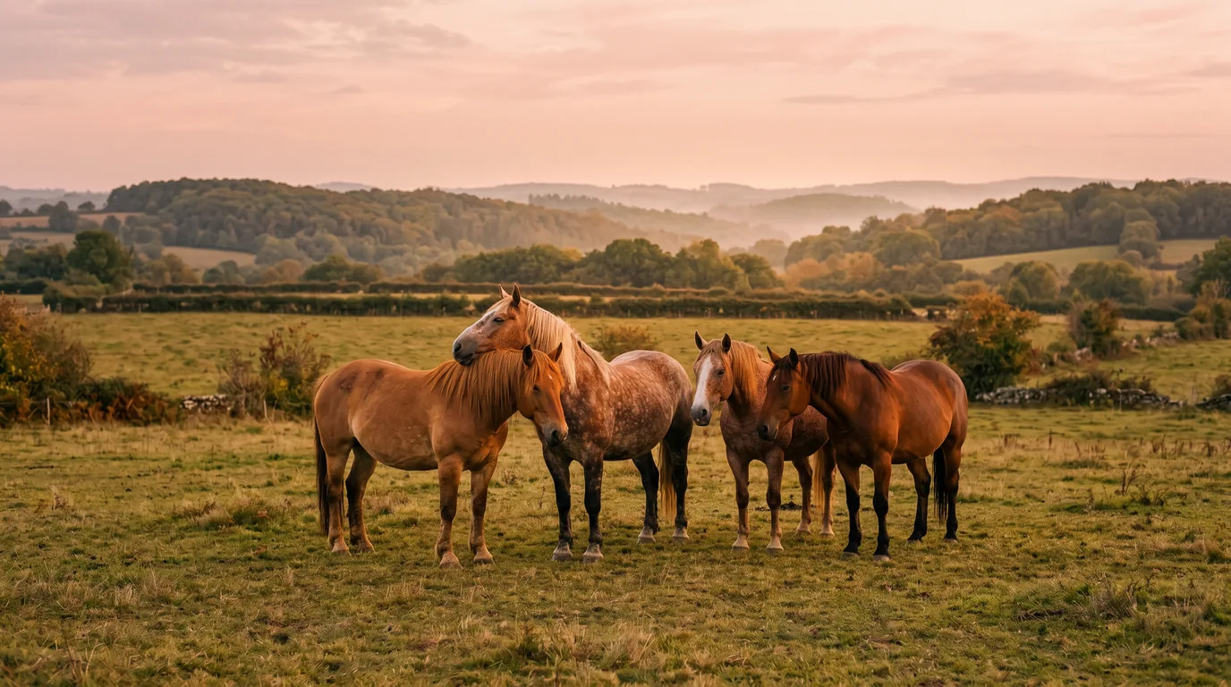 Les chevaux du Ferme équestre de Gueyte en liberté, Dordogne
